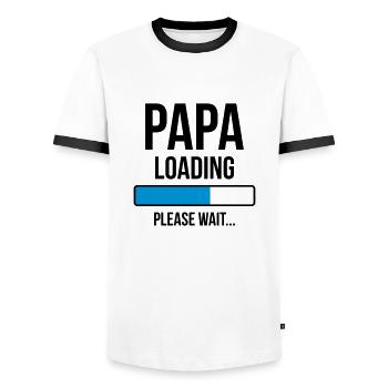 Papa Loading Please wait... - T-shirt contrasté Homme - blanc/noir - Devant - AI Model Female 172 light (172cm) & AI Model Male 178 dark (178cm)