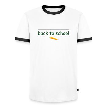 Schule - Männer Kontrast-T-Shirt - Weiß/Schwarz - Vorne - AI Model Female 172 light (172cm) & AI Model Male 178 dark (178cm)