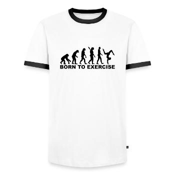 Evolution Born to exercise - Men's Ringer Shirt - white/black - Front - AI Model Female 172 light (172cm) & AI Model Male 178 dark (178cm)