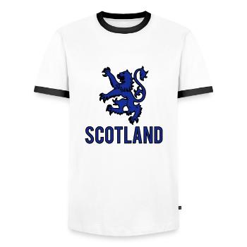 scotland_001 - Men's Ringer Shirt - white/black - Front - AI Model Female 172 light (172cm) & AI Model Male 178 dark (178cm)