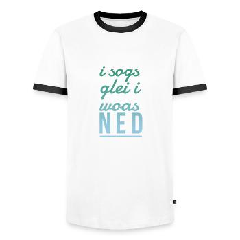 Chemise en dialecte dialecte progéniture fils Lausbua - T-shirt contrasté Homme - blanc/noir - Devant - AI Model Female 172 light (172cm) & AI Model Male 178 dark (178cm)