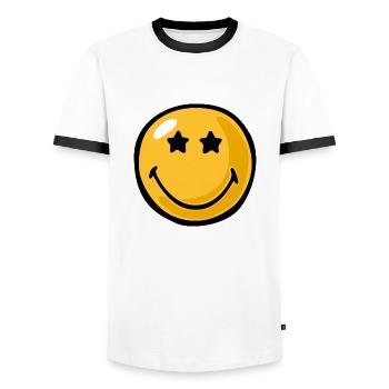 Smiley star eyes - Männer Kontrast-T-Shirt - Weiß/Schwarz - Vorne - AI Model Female 172 light (172cm) & AI Model Male 178 dark (178cm)