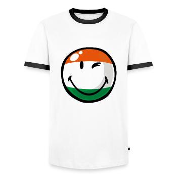 Smiley India - T-shirt contrasté Homme - blanc/noir - Devant - AI Model Female 172 light (172cm) & AI Model Male 178 dark (178cm)