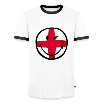 Smiley Flag England - T-shirt contrasté Homme - blanc/noir - Devant - AI Model Female 172 light (172cm) & AI Model Male 178 dark (178cm)