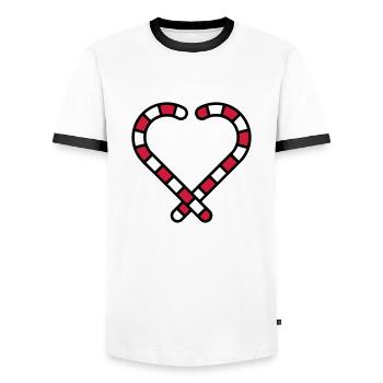 Candy Cane Coeur - T-shirt contrasté Homme - blanc/noir - Devant - AI Model Female 172 light (172cm) & AI Model Male 178 dark (178cm)