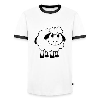lamb baby funny small cute cute comic cartoon shee - Men's Ringer Shirt - white/black - Front - AI Model Female 172 light (172cm) & AI Model Male 178 dark (178cm)