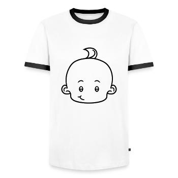 heureux tête visage petit mignon mignon couche enf - T-shirt contrasté Homme - blanc/noir - Devant - AI Model Female 172 light (172cm) & AI Model Male 178 dark (178cm)