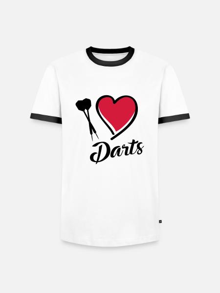 darts i love - Männer Kontrast-T-Shirt - Weiß/Schwarz