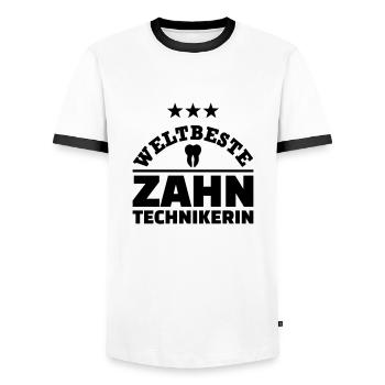 Zahntechnikerin - Männer Kontrast-T-Shirt - Weiß/Schwarz - Vorne - AI Model Female 172 light (172cm) & AI Model Male 178 dark (178cm)