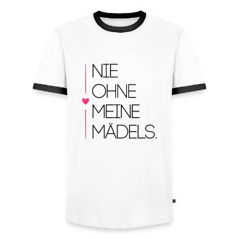 nie ohne meine maedels herz - Männer Kontrast-T-Shirt - Weiß/Schwarz - Vorne - AI Model Female 172 light (172cm) & AI Model Male 178 dark (178cm)