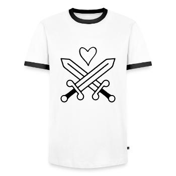 schwerter herz - Männer Kontrast-T-Shirt - Weiß/Schwarz - Vorne - AI Model Female 172 light (172cm) & AI Model Male 178 dark (178cm)