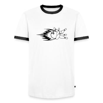 feu rapide flammes bowling épingles bouleversé grè - T-shirt contrasté Homme - blanc/noir - Devant - AI Model Female 172 light (172cm) & AI Model Male 178 dark (178cm)