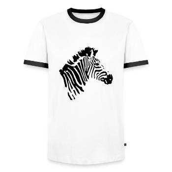 zebra animal - Männer Kontrast-T-Shirt - Weiß/Schwarz - Vorne - AI Model Female 172 light (172cm) & AI Model Male 178 dark (178cm)