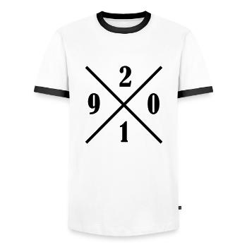 2019 - Männer Kontrast-T-Shirt - Weiß/Schwarz - Vorne - AI Model Female 172 light (172cm) & AI Model Male 178 dark (178cm)