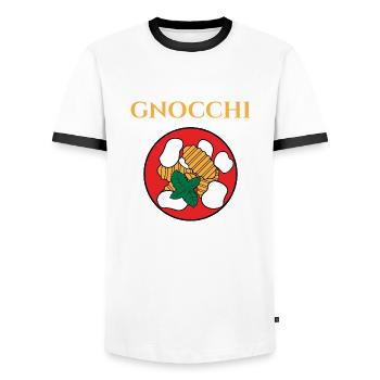 Gnocchi Bowl - Men's Ringer Shirt - white/black - Front - AI Model Female 172 light (172cm) & AI Model Male 178 dark (178cm)