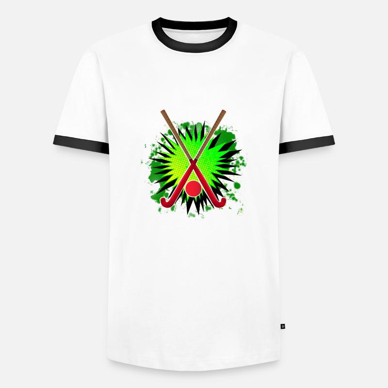 Feldhockeyschläger und Spritzen - Männer Kontrast-T-Shirt - Weiß/Schwarz