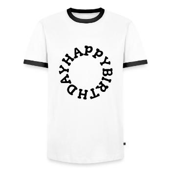 Happy birthday happy birthday circle - Men's Ringer Shirt - white/black - Front - AI Model Female 172 light (172cm) & AI Model Male 178 dark (178cm)