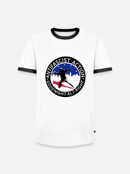 Antifascist Action - Good Night Alt-Right - Men's Ringer Shirt - white/black