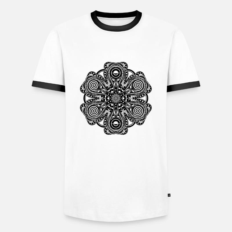 techno mandala - Men's Ringer Shirt - white/black