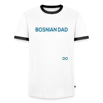 Babo Nutritional facts BytheManzanitas - Men's Ringer Shirt - white/black - Front - AI Model Female 172 light (172cm) & AI Model Male 178 dark (178cm)
