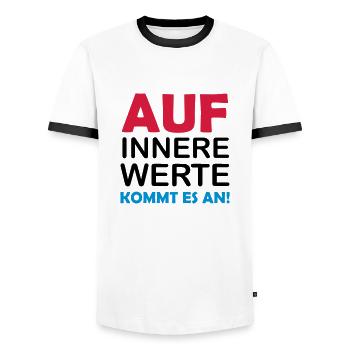 innere werte - Männer Kontrast-T-Shirt - Weiß/Schwarz - Vorne - AI Model Female 172 light (172cm) & AI Model Male 178 dark (178cm)