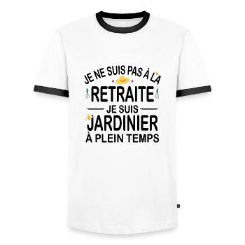 Je ne suis pas à la retraite je suis jardinier - T-shirt contrasté Homme - blanc/noir - Devant - AI Model Female 172 light (172cm) & AI Model Male 178 dark (178cm)