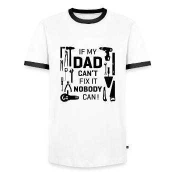 Father's Day - Men's Ringer Shirt - white/black - Front - AI Model Female 172 light (172cm) & AI Model Male 178 dark (178cm)