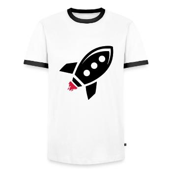 Rocket - Men's Ringer Shirt - white/black - Front - AI Model Female 172 light (172cm) & AI Model Male 178 dark (178cm)
