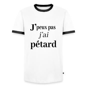 j peux pas j ai pétard - JE PEUX PAS J AI PETARD - T-shirt contrasté Homme - blanc/noir - Devant - AI Model Female 172 light (172cm) & AI Model Male 178 dark (178cm)