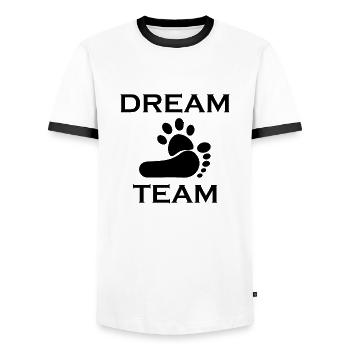 Chien chien - T-shirt contrasté Homme - blanc/noir - Devant - AI Model Female 172 light (172cm) & AI Model Male 178 dark (178cm)