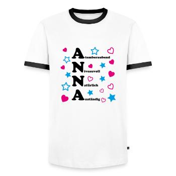 Anna - Männer Kontrast-T-Shirt - Weiß/Schwarz - Vorne - AI Model Female 172 light (172cm) & AI Model Male 178 dark (178cm)