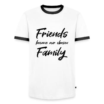 Les amis deviennent notre famille d’élue - T-shirt contrasté Homme - blanc/noir - Devant - AI Model Female 172 light (172cm) & AI Model Male 178 dark (178cm)