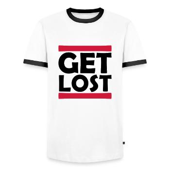 Strip Se perdre - T-shirt contrasté Homme - blanc/noir - Devant - AI Model Female 172 light (172cm) & AI Model Male 178 dark (178cm)