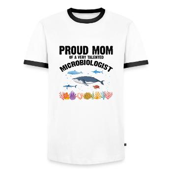 Fière Maman Microbiologie Biologie Biologiste Mer - T-shirt contrasté Homme - blanc/noir - Devant - AI Model Female 172 light (172cm) & AI Model Male 178 dark (178cm)