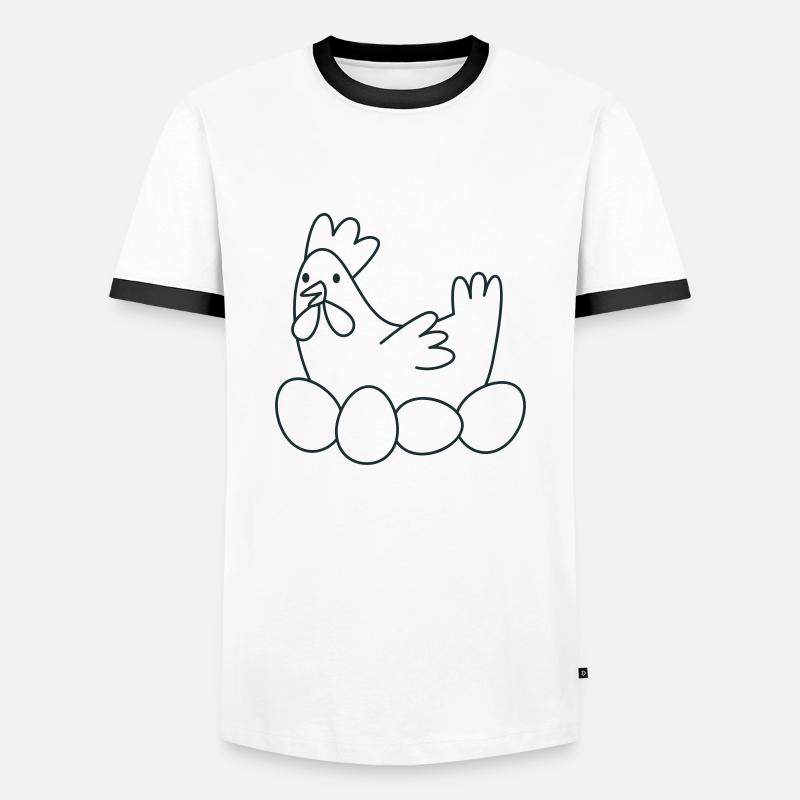 Hühner-Chook mit Eiern - Männer Kontrast-T-Shirt - Weiß/Schwarz