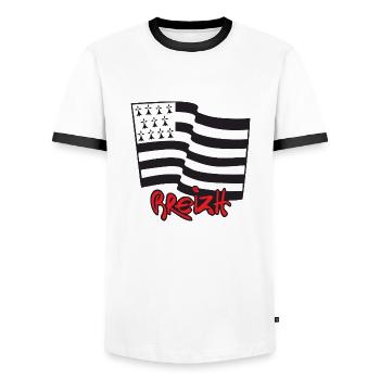 logo Rouge - T-shirt contrasté Homme - blanc/noir - Devant - AI Model Female 172 light (172cm) & AI Model Male 178 dark (178cm)
