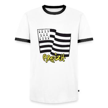 logo Jaune - T-shirt contrasté Homme - blanc/noir - Devant - AI Model Female 172 light (172cm) & AI Model Male 178 dark (178cm)