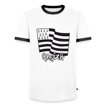 logo Blanc - T-shirt contrasté Homme - blanc/noir - Devant - AI Model Female 172 light (172cm) & AI Model Male 178 dark (178cm)