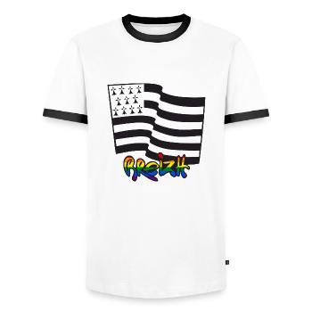 Logo LGBT - T-shirt contrasté Homme - blanc/noir - Devant - AI Model Female 172 light (172cm) & AI Model Male 178 dark (178cm)