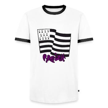 Logo Mauve - T-shirt contrasté Homme - blanc/noir - Devant - AI Model Female 172 light (172cm) & AI Model Male 178 dark (178cm)