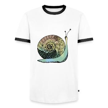 Escargot - T-shirt contrasté Homme - blanc/noir - Devant - AI Model Female 172 light (172cm) & AI Model Male 178 dark (178cm)