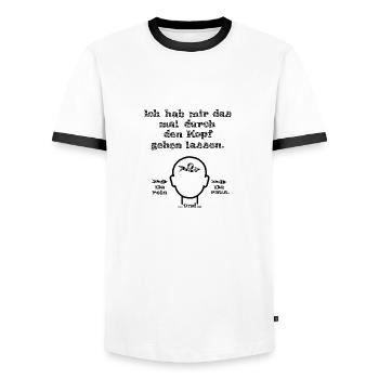 witziges Nicht-Nachdenken-Design / lustige Sprüche - Männer Kontrast-T-Shirt - Weiß/Schwarz - Vorne - AI Model Female 172 light (172cm) & AI Model Male 178 dark (178cm)