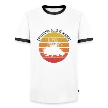 Porcupine Designs for Hedgehog Porcupine Fan - Men's Ringer Shirt - white/black - Front - AI Model Female 172 light (172cm) & AI Model Male 178 dark (178cm)