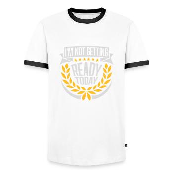 not getting ready today - Men's Ringer Shirt - white/black - Front - AI Model Female 172 light (172cm) & AI Model Male 178 dark (178cm)
