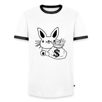 Money bag rich Easter banknotes - Men's Ringer Shirt - white/black - Front - AI Model Female 172 light (172cm) & AI Model Male 178 dark (178cm)