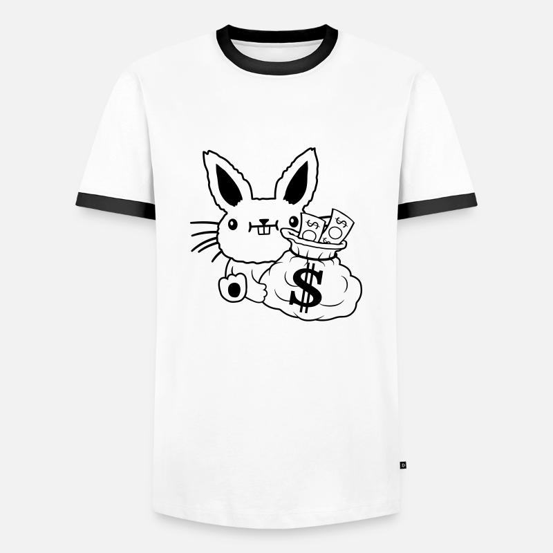 Money bag rich Easter banknotes - Men's Ringer Shirt - white/black