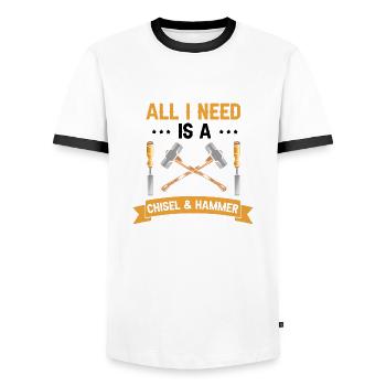 Collectionneur de pierres précieuses et recherche sur les pierres précieuses - T-shirt contrasté Homme - blanc/noir - Devant - AI Model Female 172 light (172cm) & AI Model Male 178 dark (178cm)