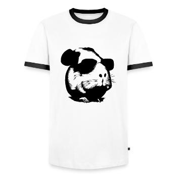 Guinea pig cool sunglasses funny vector 12 - Men's Ringer Shirt - white/black - Front - AI Model Female 172 light (172cm) & AI Model Male 178 dark (178cm)