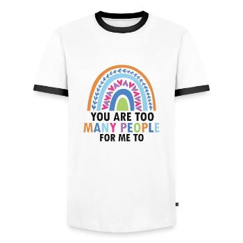 Dyslexia Therapy for Dyslexia Month - Men's Ringer Shirt - white/black - Front - AI Model Female 172 light (172cm) & AI Model Male 178 dark (178cm)