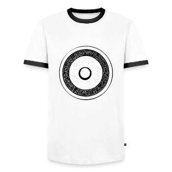 Sun Moon Mosaic Astrology mystical symbol 7 - Men's Ringer Shirt - white/black - Front - AI Model Female 172 light (172cm) & AI Model Male 178 dark (178cm)